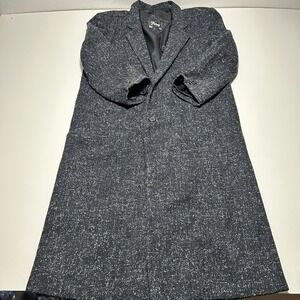 Vintage Forte Charcoal Salt and Pepper Long Wool Overcoat USA Made Mens Medium